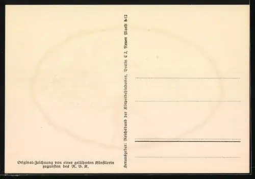 Künstler-AK Elsbeth Forck: Fee mit Waage, auf der ein Brief und eine Blume liegt