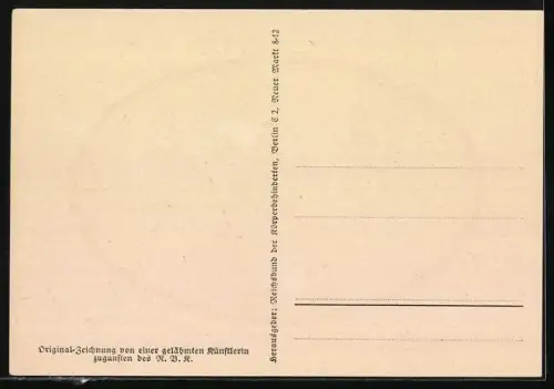 Künstler-AK Elsbeth Forck: Zwerge mit Fliegenpilzhaube und durchbohrte Herzen am Stab