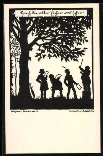 Künstler-AK M. Sachse-Schubert: Sänger geben ein Ständchen unter einer Linde