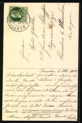 Künstler-AK sign. F. von Lenbach: Fürst Otto von Bismarck in Uniform mit Pickelhaube