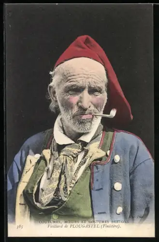 AK Vieillard de Plougastel, Rauchender Franzose