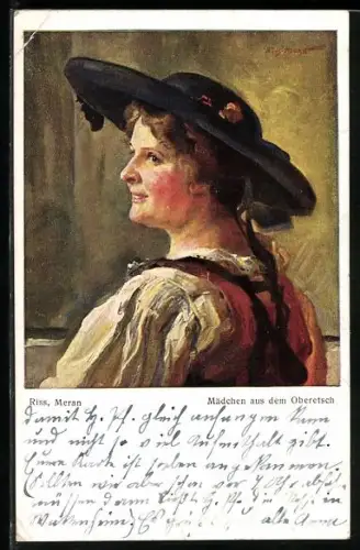 Künstler-AK Thomas Riss: Mädchen aus dem Etschlande