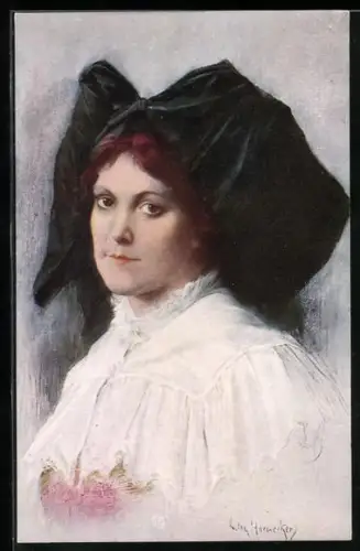 AK Porträt einer Frau in elsass-lothringischer Tracht