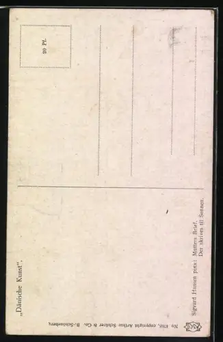 Künstler-AK Sigvard Hansen: Frau in Tracht schreibt einen Brief am Schreibtisch