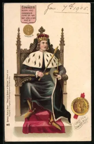 Lithographie Edward IV., König von England 1461 - 1483