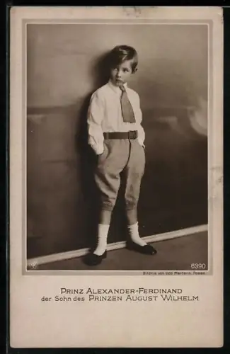 AK Prinz Alexander Ferdinand von Preussen mit Krawatte