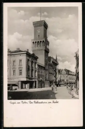 AK Sagan am Bober, Rathausturm am Markt