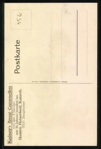 AK Kaiser`s Brust-Caramellen, Reklame, Kind im Schnee