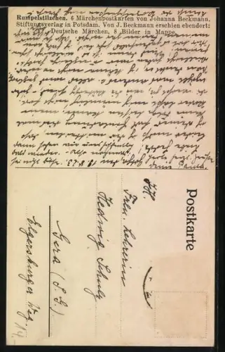 AK Scherenschnitt mit Märchen Rumpelstilzchen