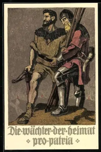 Künstler-AK Schweizer Bundesfeier 1910, Die Wächter der Heimat