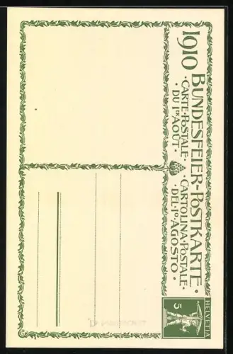 Künstler-AK Schweizer Bundesfeier 1910, Die Wächter der Heimat