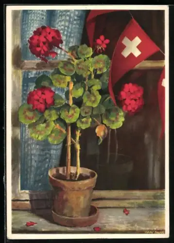 Künstler-AK Hans Zaugg: Bundesfeier 1938, Für die Schweizer im Ausland