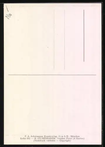 Künstler-AK Faust im Kerker mit seiner Geliebten