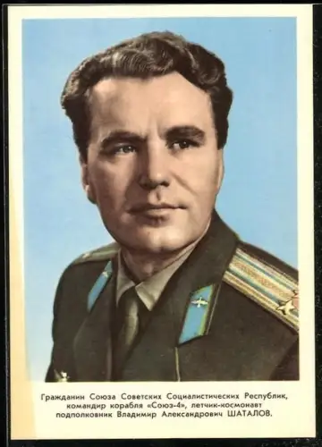AK Portrait Kosmonaut Wladimir Schatalow in Uniform