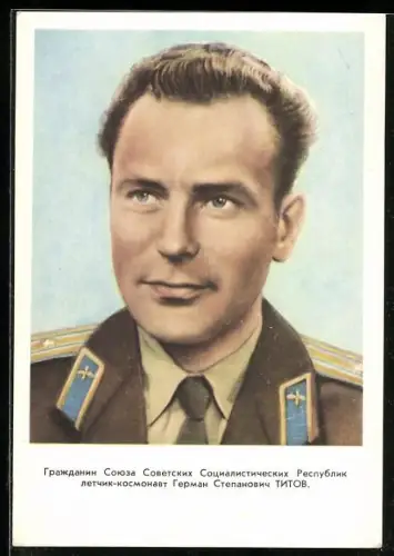 AK German Titow, Portrait des Kosmonauten