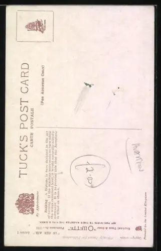 Künstler-AK Englisches Doppeldecker-Flugzeug im Flug