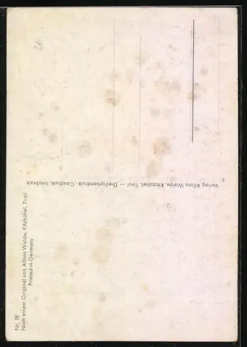 Künstler-AK sign. A. Walde: Herbst in Tirol, alter Mann an Berghütte