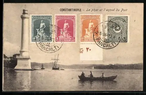 AK Constantinople, Le Phar et l`entrée du Port