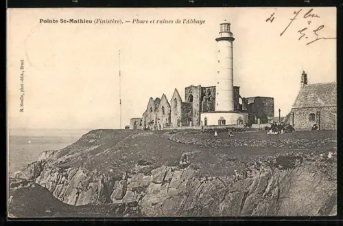 AK Pointe St-Matiheu /Finistère, Phare et ruines de l`Abbage