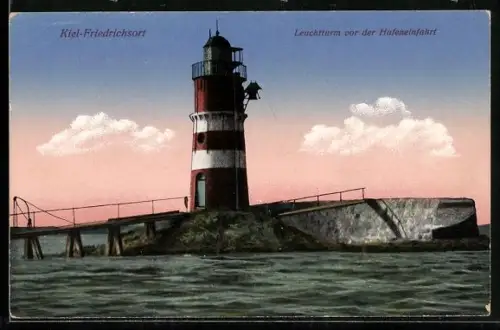 AK Kiel-Friedrichsort, Leuchtturm vor der Hafeneinfahrt