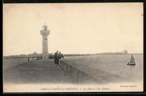 AK Saint-Vaast-La-Hougue, La Jetée et l`Ile Tatibou