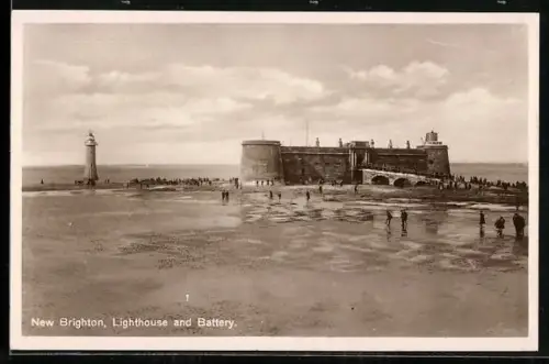 AK New Brighton, Lighthouse and Battery
