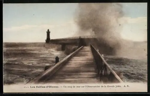 AK Les Sables-d`Olonne, Un coup de mer sur l`Observatoire de la Grande Jetée