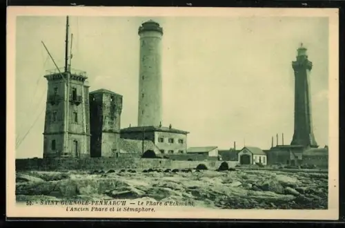 AK Saint Guenolé-Penmarc`h, Le Phare d`Eckmüht, l`ancien Phare et la Sémaphore