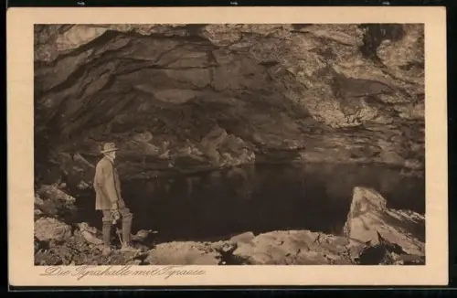 AK Uftrungen / Südharz, Höhle Heimkehle, Tyrahalle mit Tyrasee