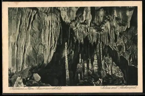 AK Rübeland i. Harz, Palme mit Glockenspiel in der Baumannshöhle