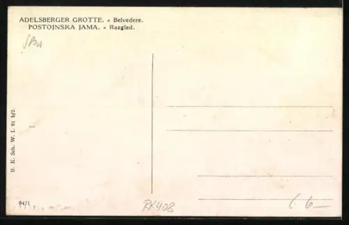 AK Adelsberger Grotte, Belvedere in der Grotte