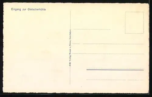 AK Gletscherhöhle, Personen auf der Treppe am Eingang