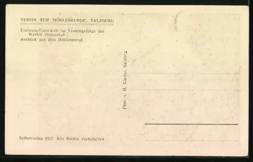 AK Eisriesen-Unterwelt bei Werfen, Ausblick aus dem Höhlenportal