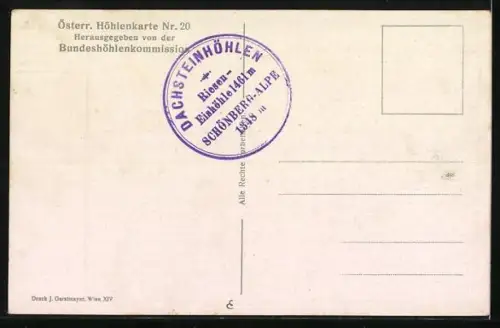 AK Dachstein-Rieseneishöhle bei Obertraun, Gletscherlandschaft im Tristandom, zwei Männer auf dem Eis