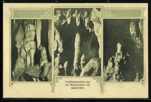 AK Bilsteinhöhle bei Warstein, Tropfsteinpartien aus der Bilsteinhöhle