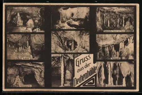 AK Dechenhöhle, Kristallgrotte, Orgelgrotte, Kaiserhalle