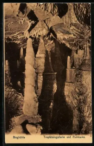 AK Streitberg, Binghöhle, Tropfsteingalerie und Flutmarke