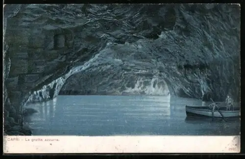 AK Capri, La grotta azzurra mit Besuchern