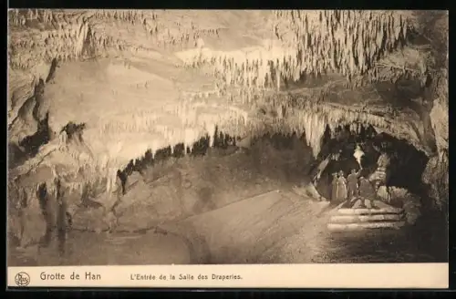 AK Grottes de Han, L`Entrée de la Salle des Draperies, am Eingang der Tropfsteinhalle