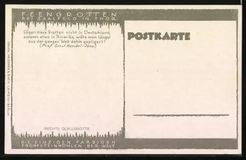 Künstler-AK Saalfeld in Thür., Feengrotten, Rechte Quellgrotte