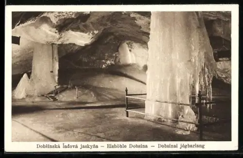 AK Dobsina, Eishöhle, Gotischer Altar und Brunnen im grossen Saale