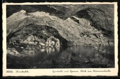 AK Uftrungen, Höhle Heimkehle, Tyrahalle mit Tyrasee, Blick zur Trümmerhalle