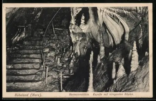 AK Rübeland, Hermannshöhle, Kapelle mit klingenden Säulen