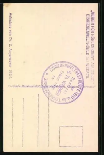 AK Eisriesenwelthöhle bei Werfen, Urnengrab von Alexander v. Mörk