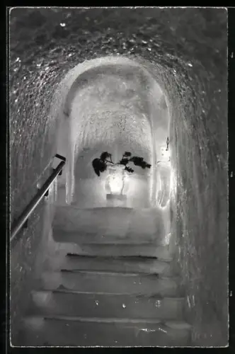 AK Jungfraujoch, Treppe und Nische im Eispalast