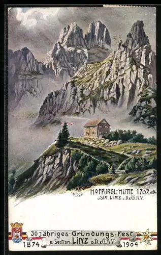 Künstler-AK Carl Moos: Hofpürgl-Hütte der Sektion Linz