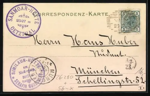 Künstler-AK F.A.C.M. Reisch: Similaun-Hütte, Panorama