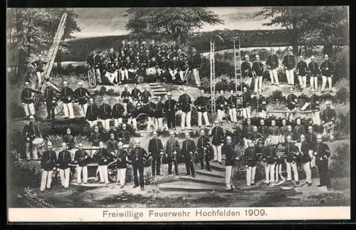 AK Hochfelden, Gruppenbild der Freiwilligen Feuerwehr 1909