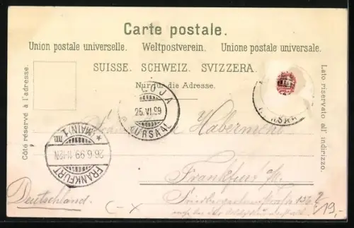 Lithographie Silvaplana, Panoramaansicht, Blick auf Campfer