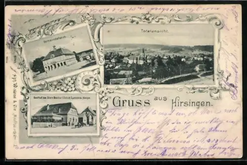 AK Hirsingen, Gasthof zum Stern, Bes. J. Jelsch, Gemeindehaus und Totalansicht